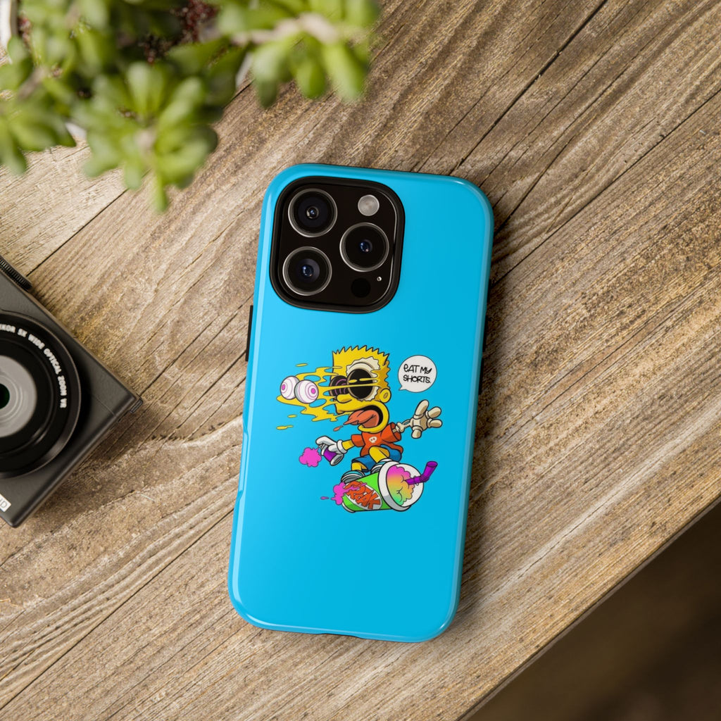 Spongebob Blue Cartoon iPhone Case - 'Eat My Shorts' Design - Roe Creation
