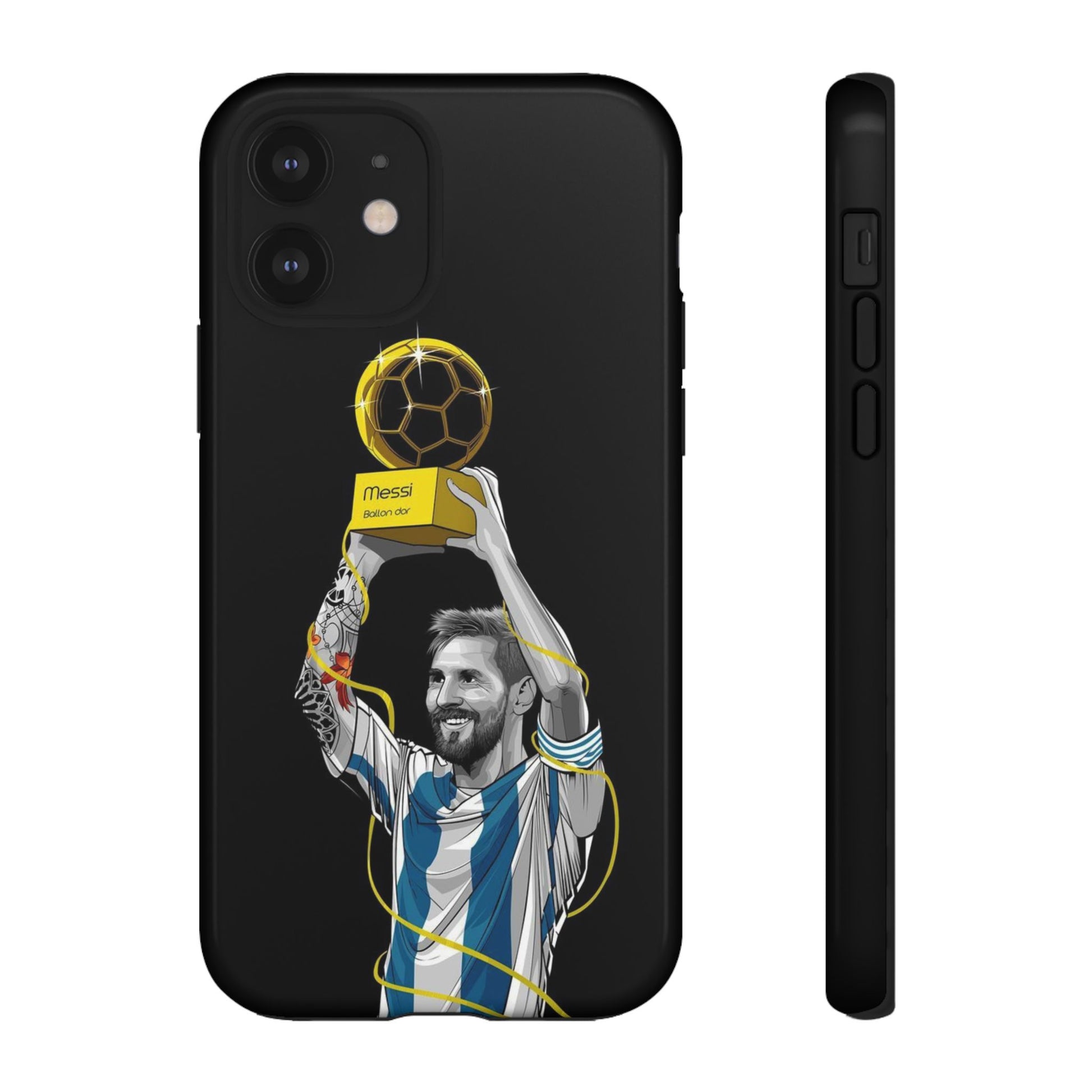 Messi Ballon Dor Black Phone Case - Tough Cases for Soccer Fans - Roe Creation
