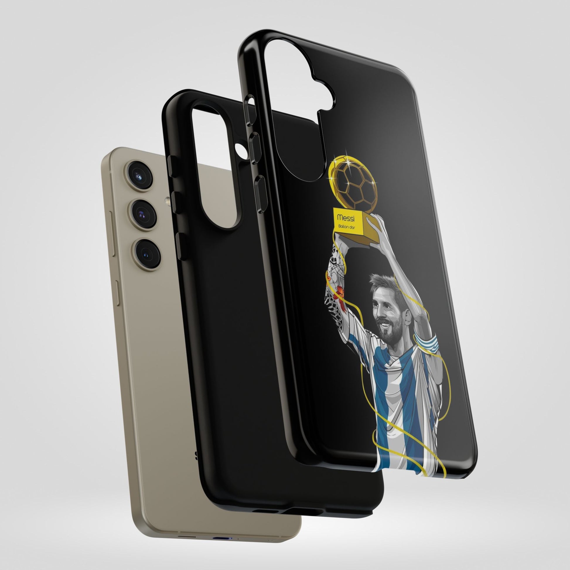 Messi Ballon Dor Black Phone Case - Tough Cases for Soccer Fans - Roe Creation