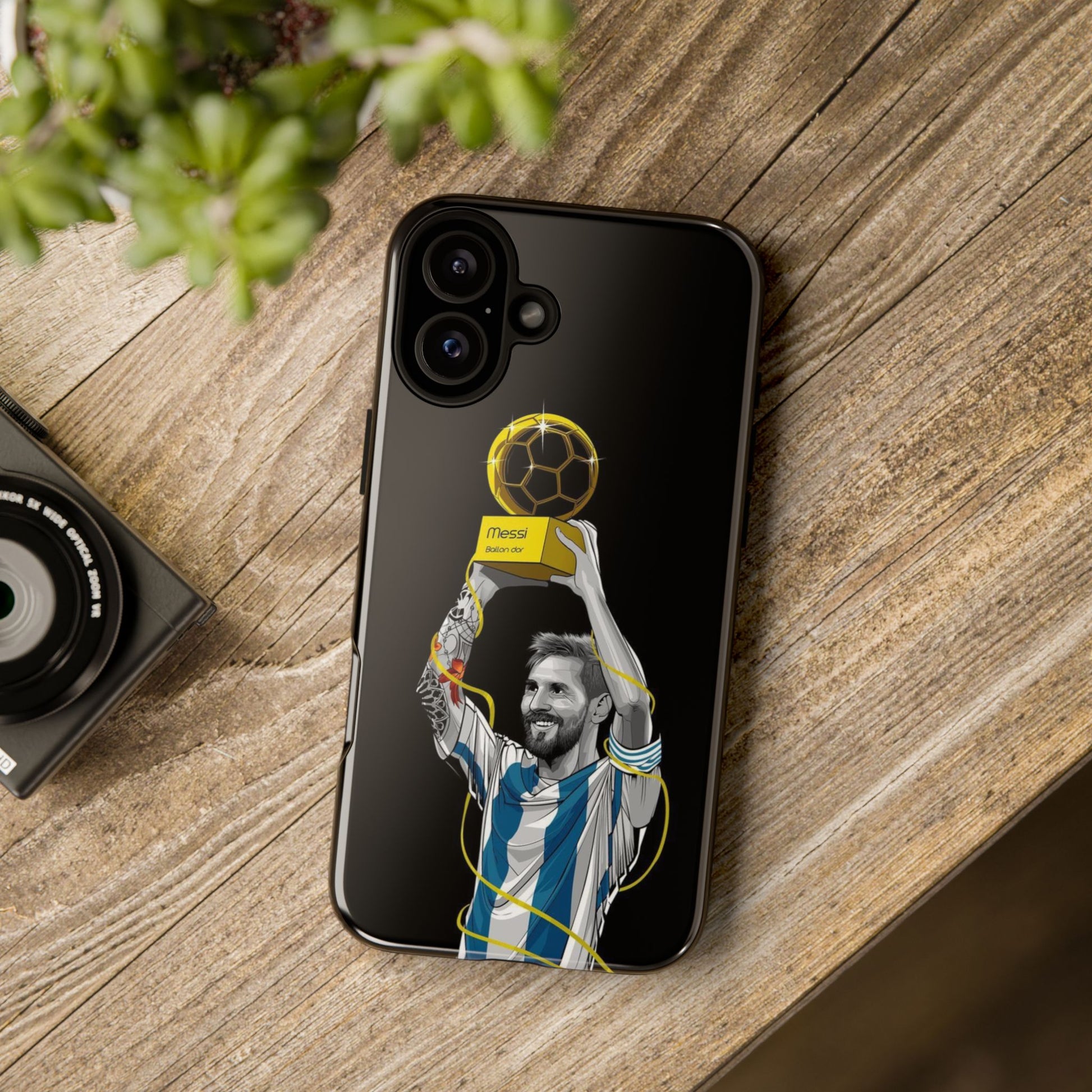 Messi Ballon Dor Black Phone Case - Tough Cases for Soccer Fans - Roe Creation