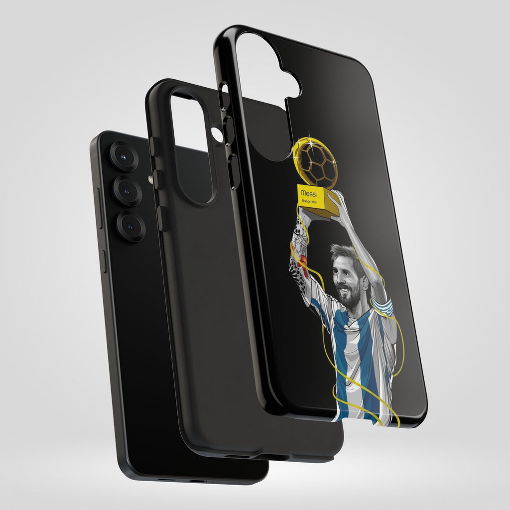 Messi Ballon Dor Black Phone Case - Tough Cases for Soccer Fans - Roe Creation