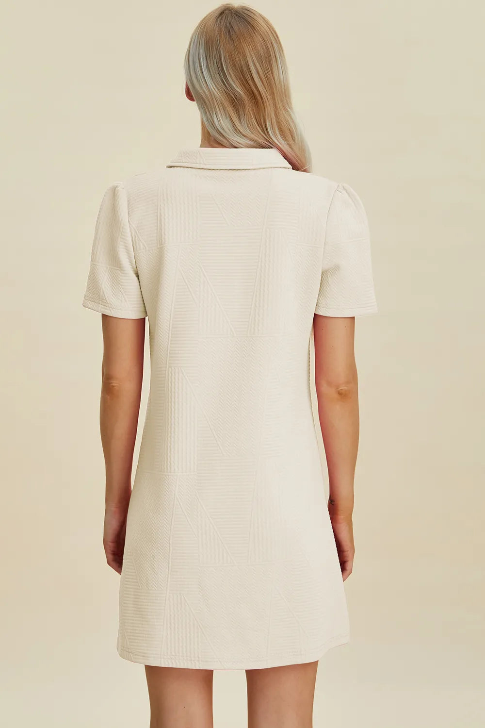 Double Take Full Size Texture Short Sleeve Dress - Roe Creation