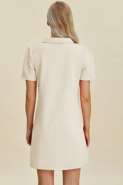 Double Take Full Size Texture Short Sleeve Dress - Roe Creation