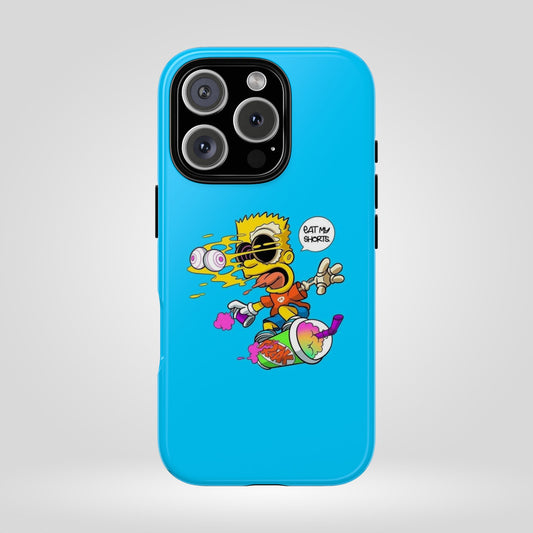Spongebob Blue Cartoon iPhone Case - 'Eat My Shorts' Design