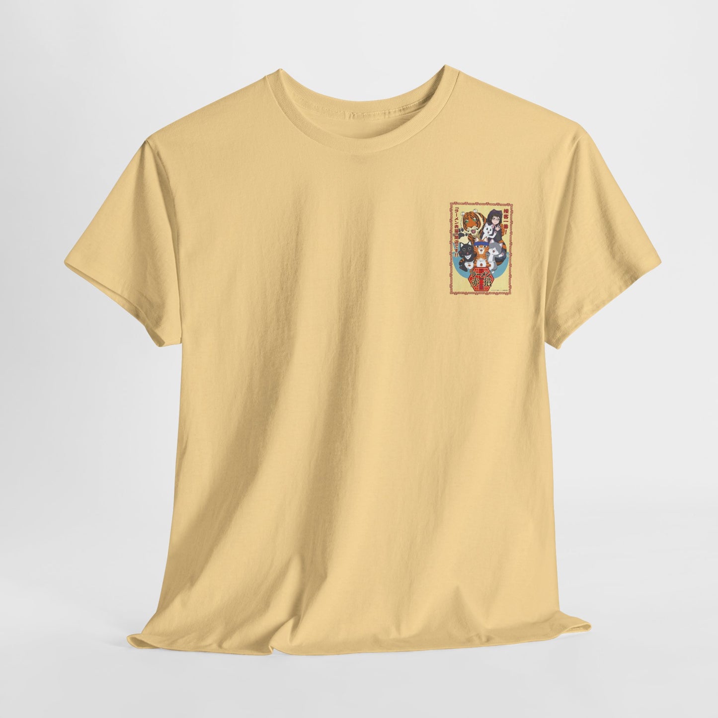 Cute Red Cat Ramen Unisex Heavy Cotton Tee - Ideal for Fans and Casual Wear