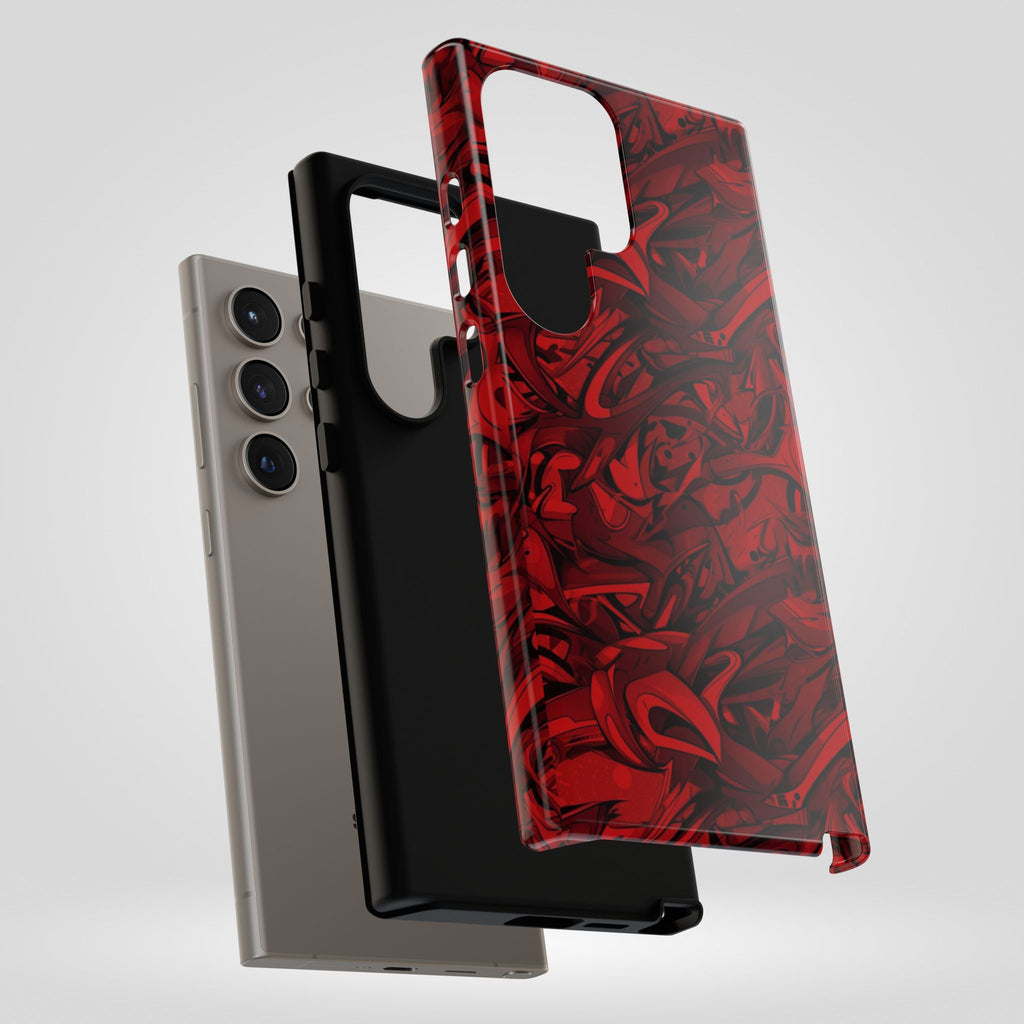 Abstract Pattern Red Black Tough Phone Cases: Bold Red Artistic Phone Case for Trendsetters - Roe Creation