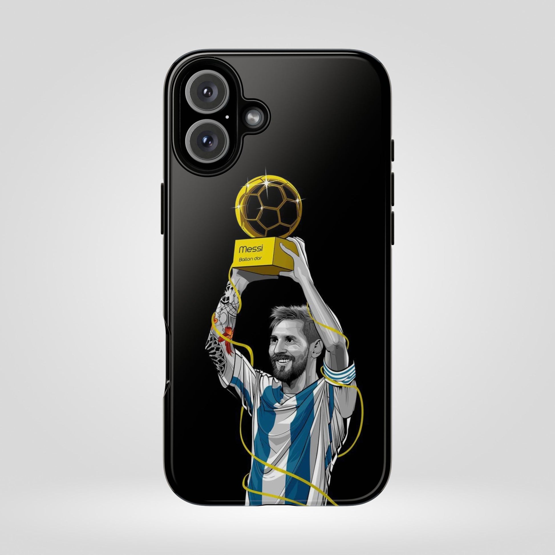 Messi Ballon Dor Black Phone Case - Tough Cases for Soccer Fans - Roe Creation
