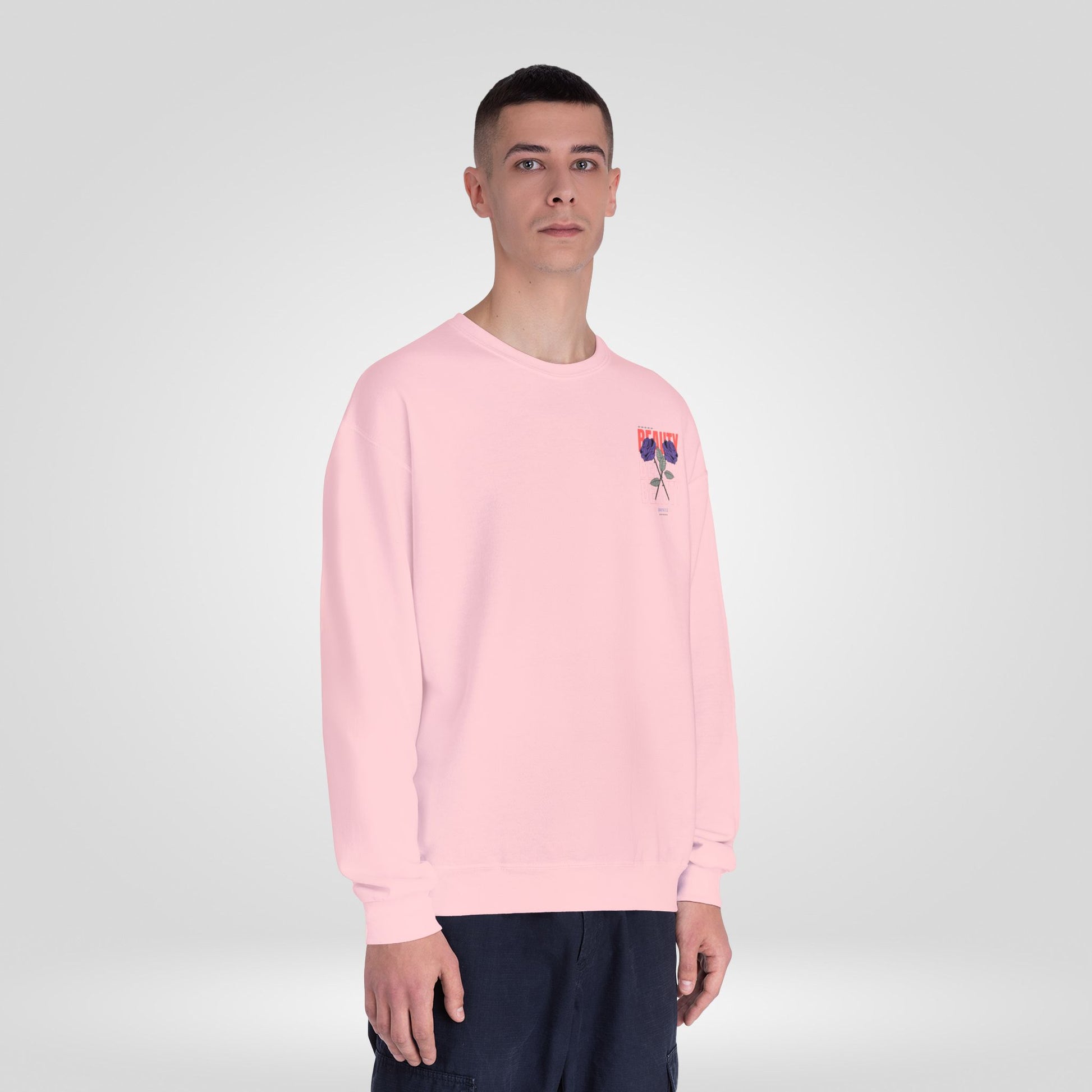 Beauty Rose Sweatshirt Unisex Crewneck Trendy Gift for Her Cozy Casual Wear Valentines Day Floral Design Everyday Comfort - Roe Creation