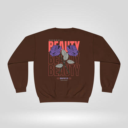 Beauty Rose Sweatshirt Unisex Crewneck Trendy Gift for Her Cozy Casual Wear Valentines Day Floral Design Everyday Comfort - Roe Creation
