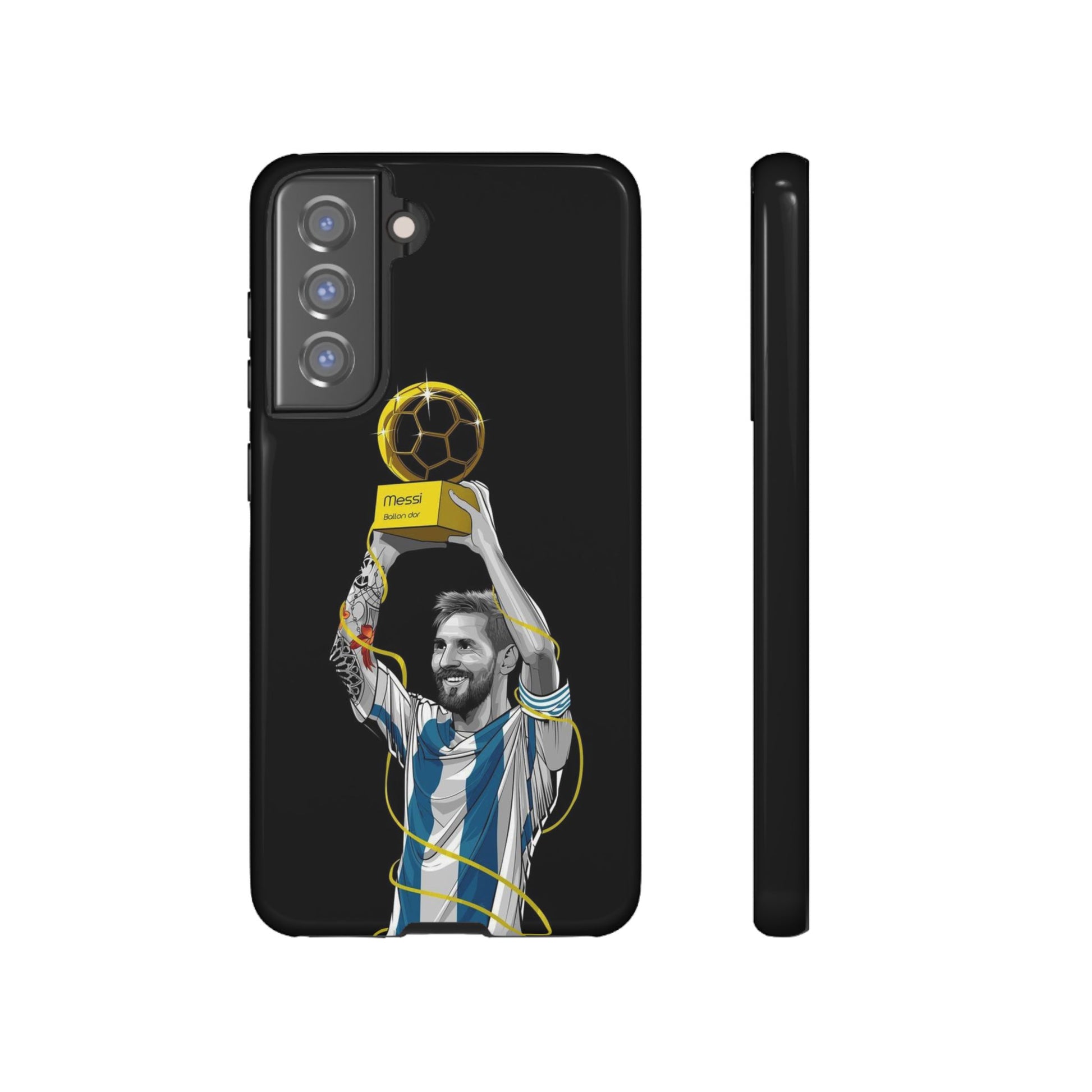 Messi Ballon Dor Black Phone Case - Tough Cases for Soccer Fans - Roe Creation