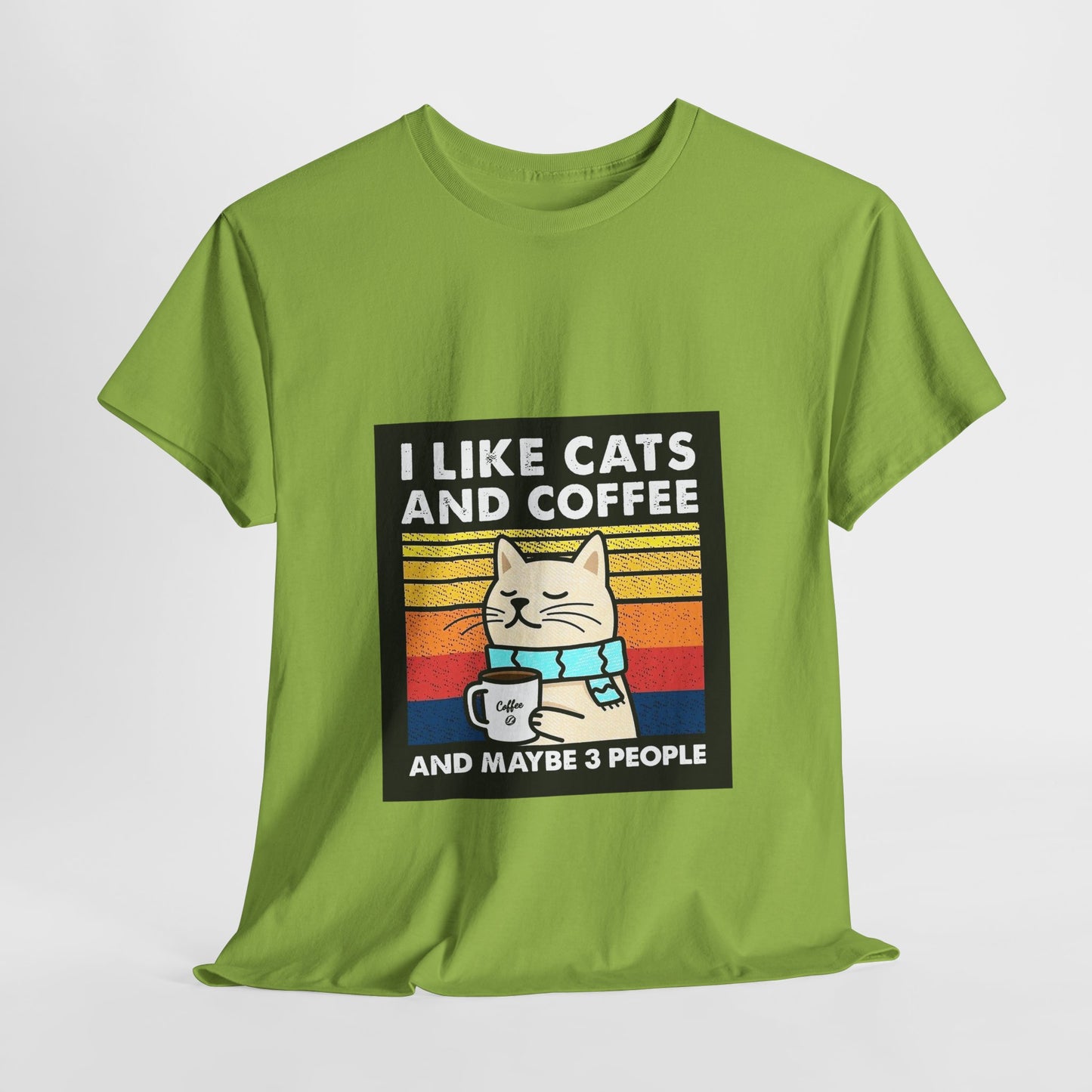 "I Like Cats and Coffee and Maybe 3 People" Unisex Heavy Cotton Tee - Roe Creation