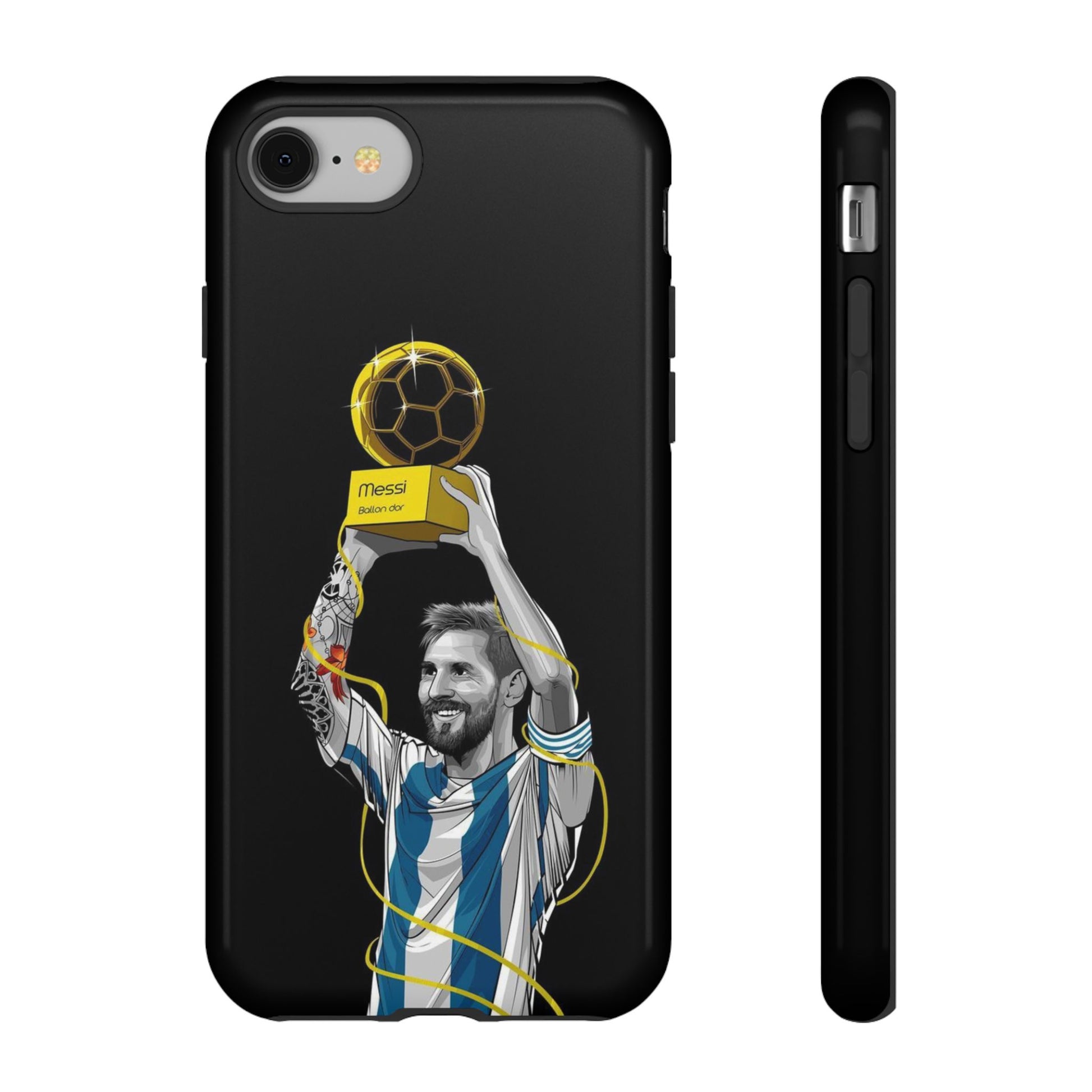 Messi Ballon Dor Black Phone Case - Tough Cases for Soccer Fans - Roe Creation