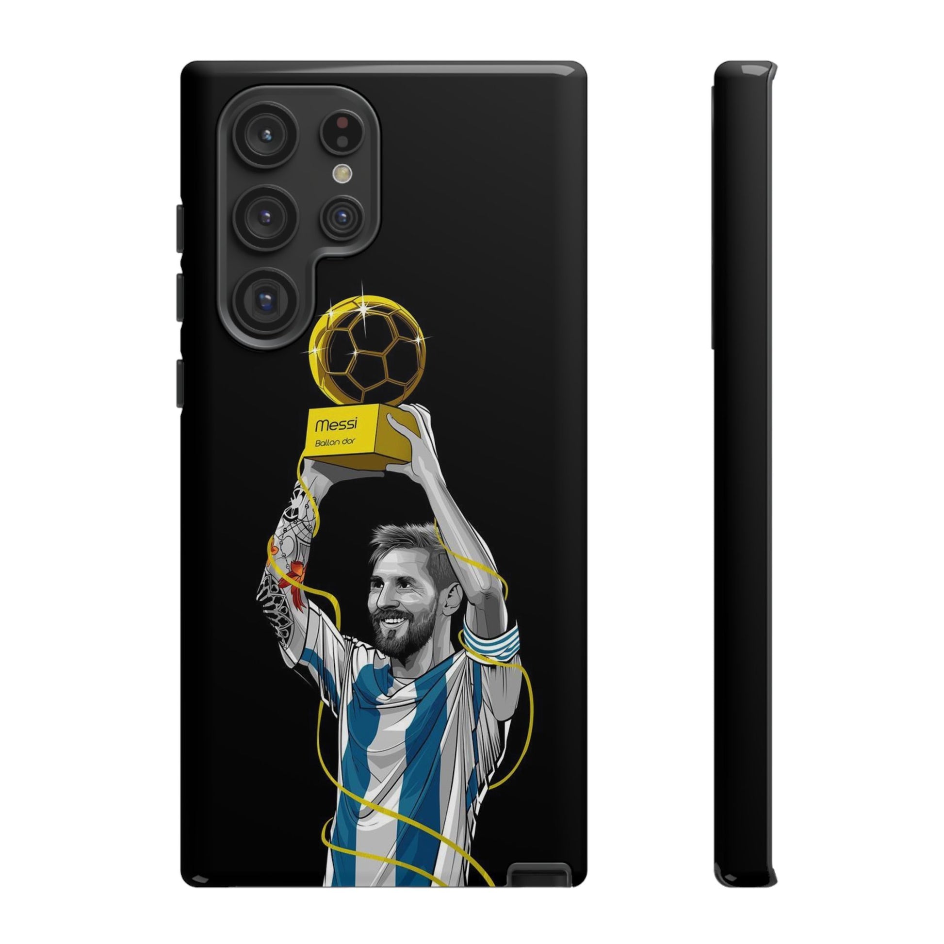 Messi Ballon Dor Black Phone Case - Tough Cases for Soccer Fans - Roe Creation
