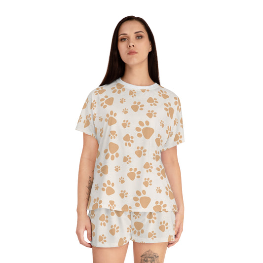 Cozy Women's Pajama Set - Cute Pet Paw Print, Sleepwear, Gift for Pet Lovers,.