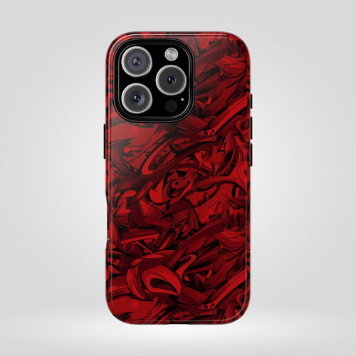 Abstract Pattern Red Black Tough Phone Cases: Bold Red Artistic Phone Case for Trendsetters - Roe Creation