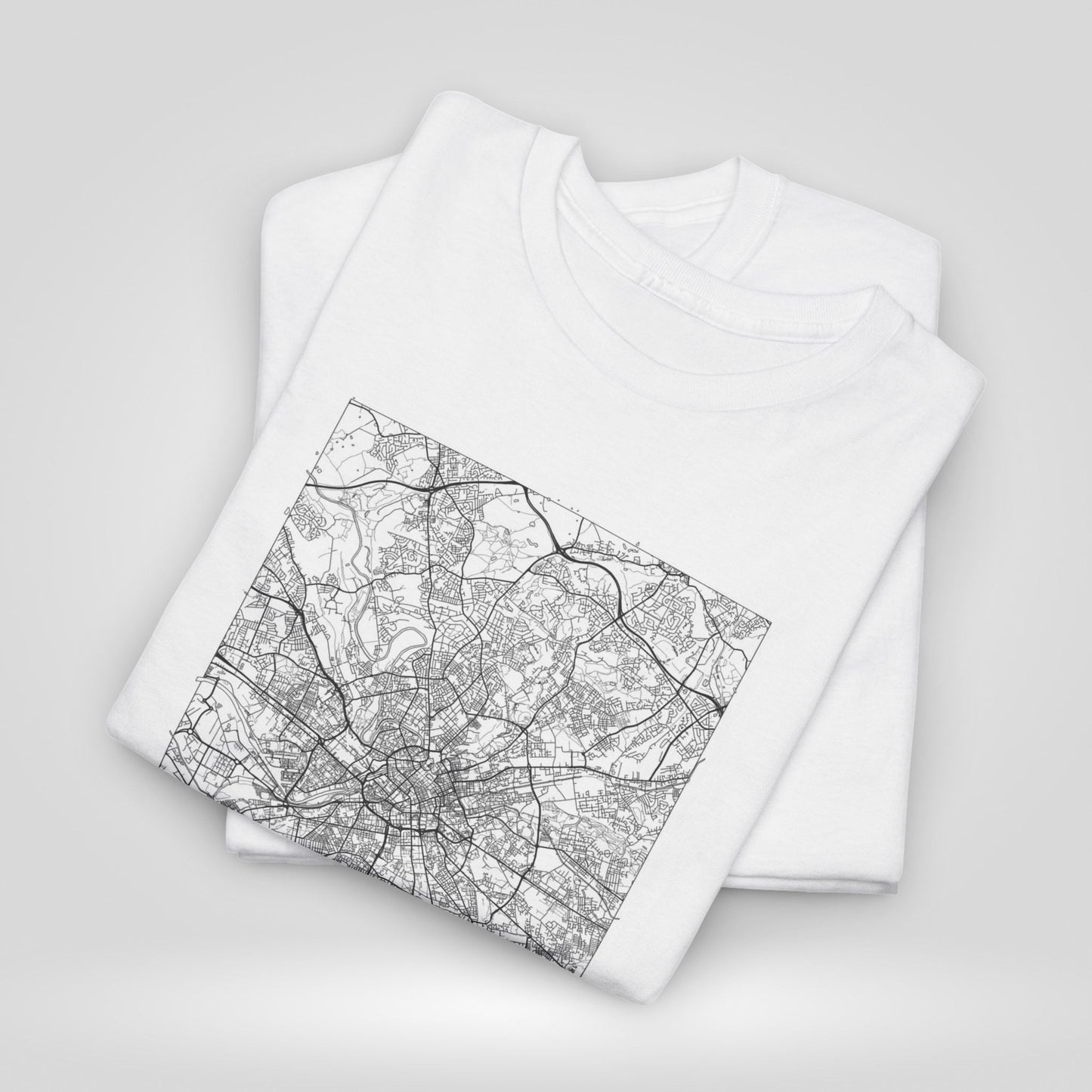 Manchester Map Unisex Heavy Cotton Tee - Stylish City Art T-Shirt - Roe Creation