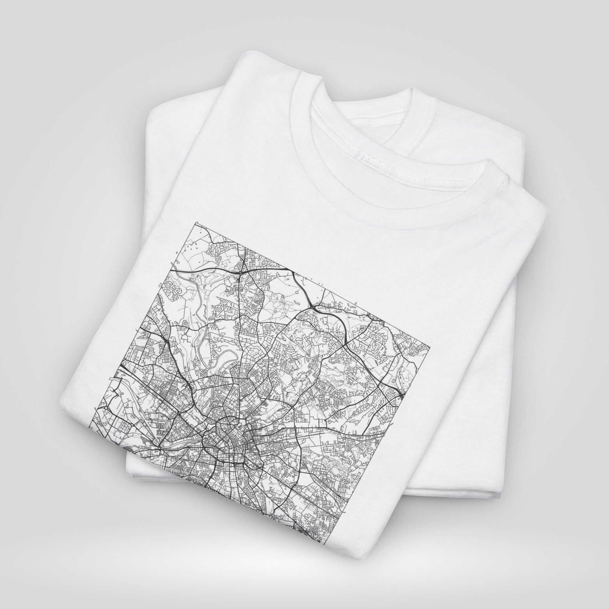 Manchester Map Unisex Heavy Cotton Tee - Stylish City Art T-Shirt - Roe Creation