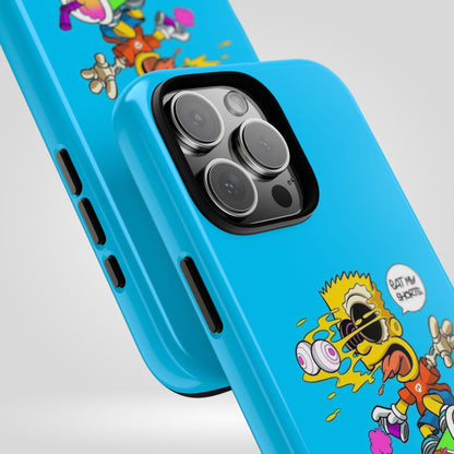 Spongebob Blue Cartoon iPhone Case - 'Eat My Shorts' Design