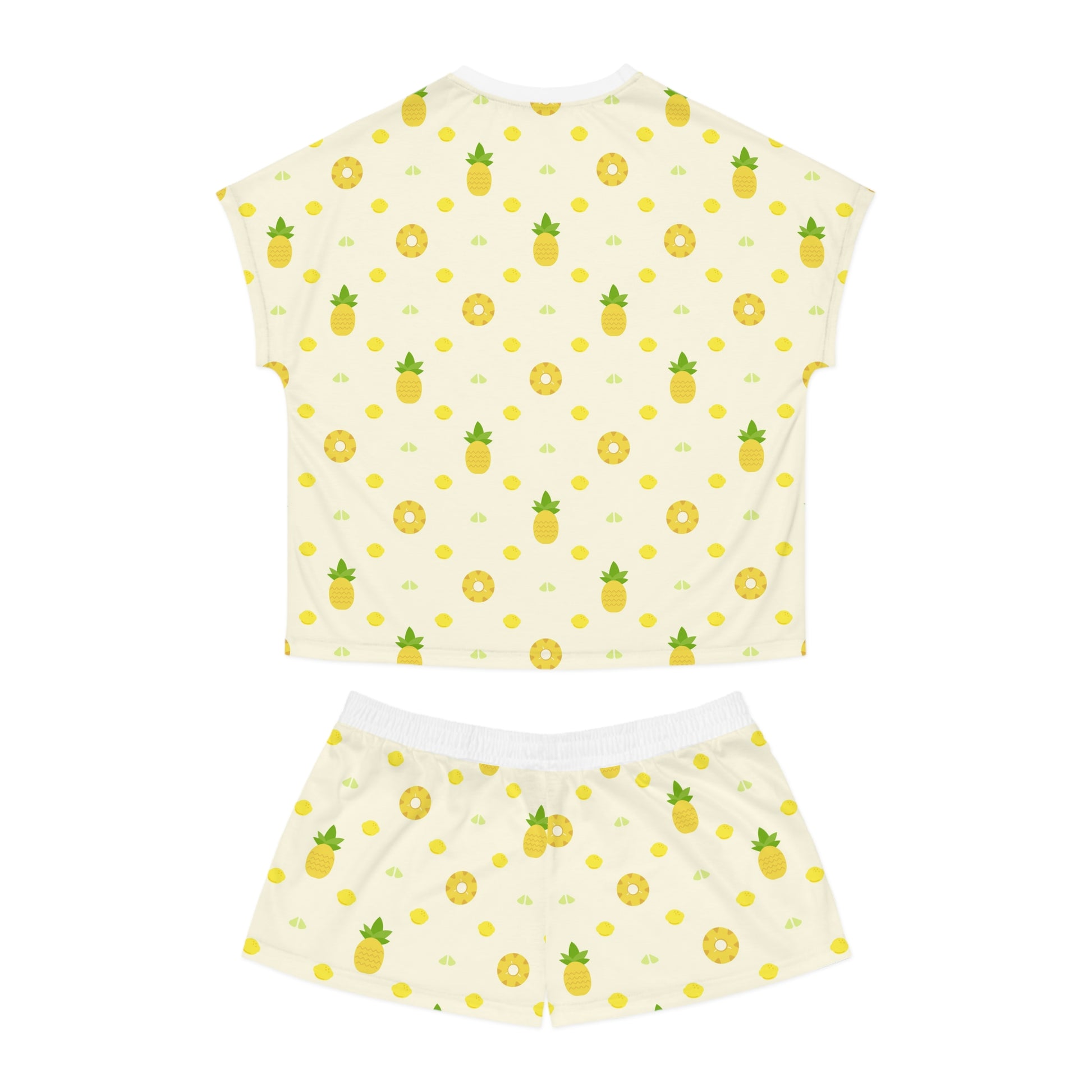 Pineapple Print Women's Summer Pajama Set, Cute Sleepwear, Tropical Loungewear,.