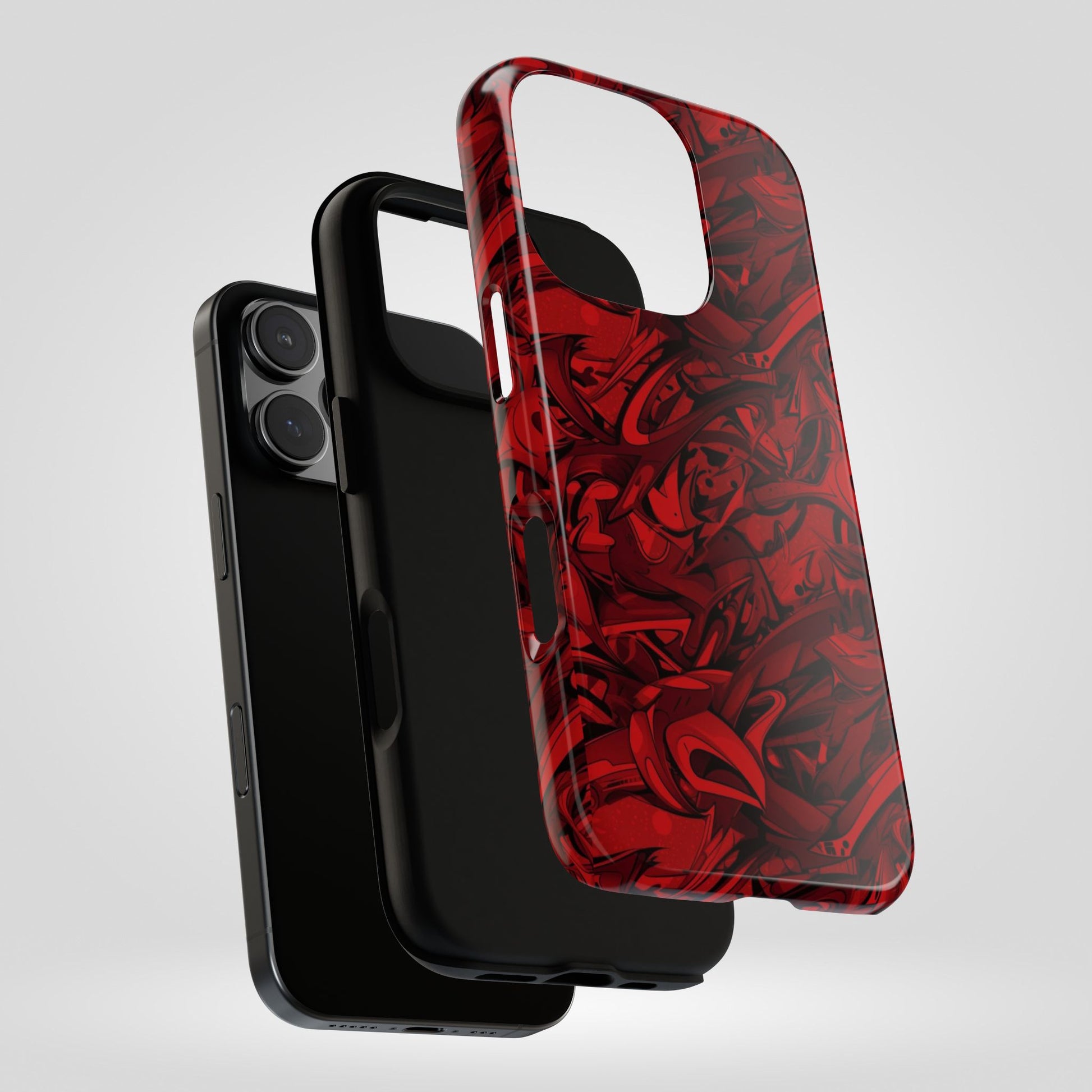 Abstract Pattern Red Black Tough Phone Cases: Bold Red Artistic Phone Case for Trendsetters - Roe Creation