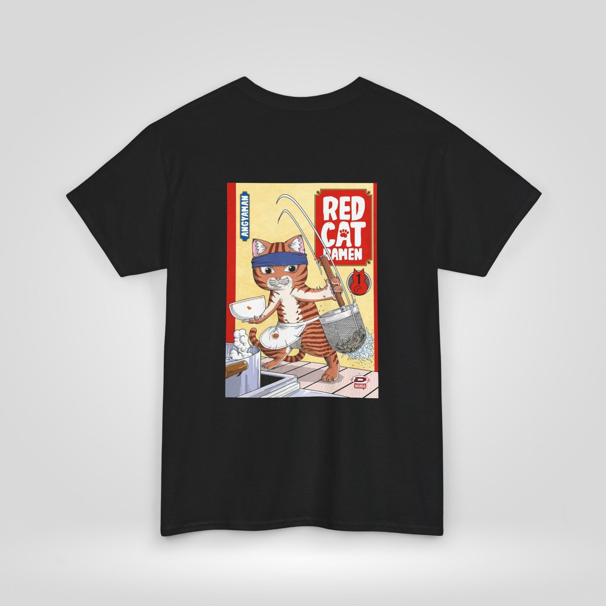 Red Cat Ramen Unisex Heavy Cotton Tee – Fun and Playful Design for Food Lovers - Roe Creation