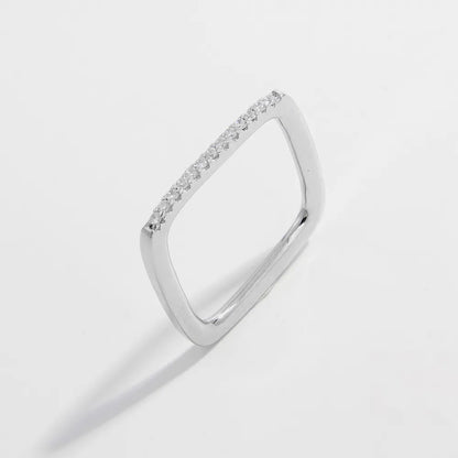 925 Sterling Silver Zircon Square Ring - Roe Creation