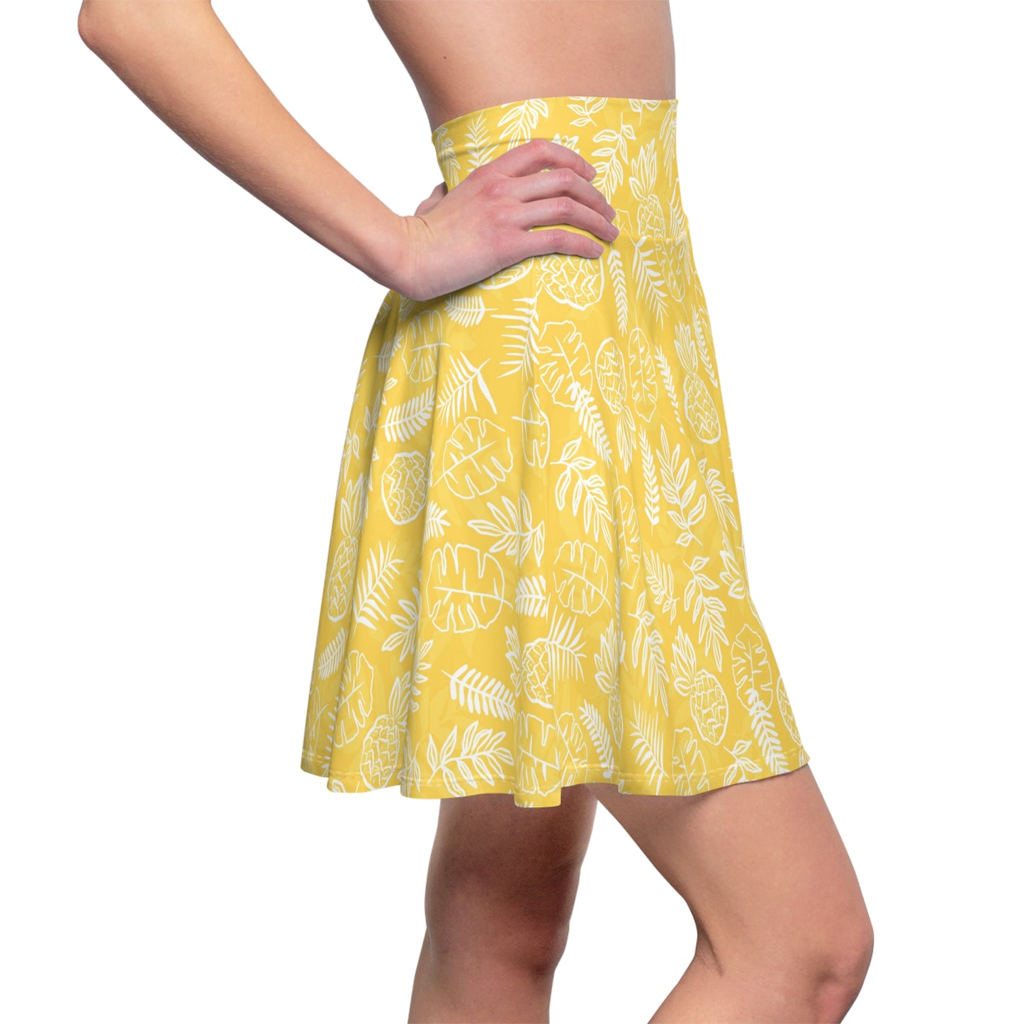 Tropical Print Women Skater Skirt - Bright Floral Design for Summer Days