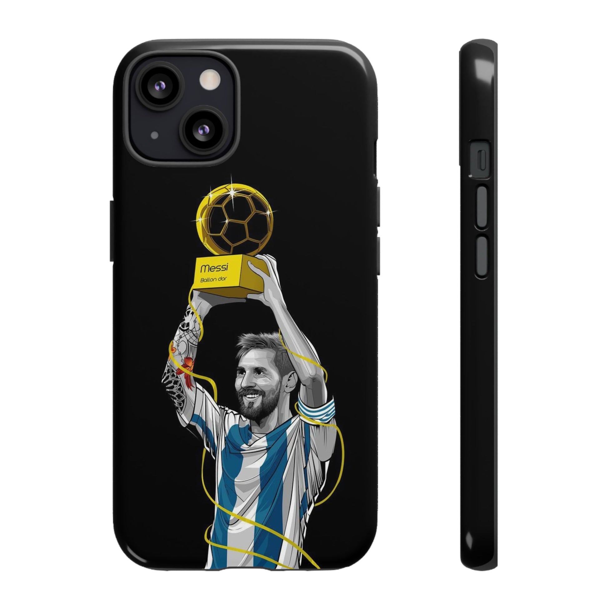 Messi Ballon Dor Black Phone Case - Tough Cases for Soccer Fans - Roe Creation