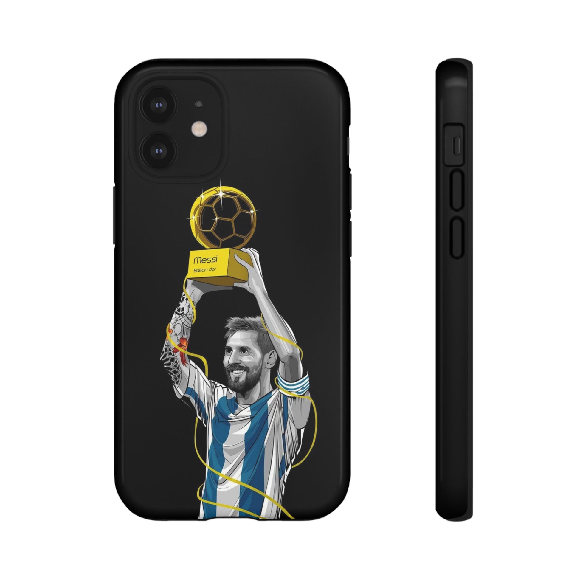 Messi Ballon Dor Black Phone Case - Tough Cases for Soccer Fans - Roe Creation