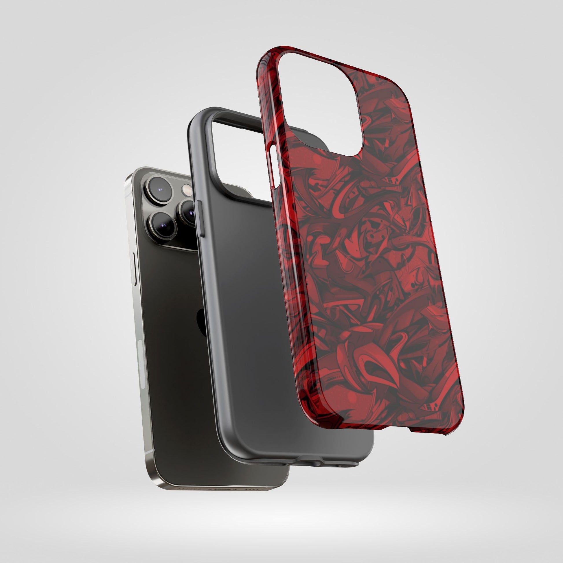 Abstract Pattern Red Black Tough Phone Cases: Bold Red Artistic Phone Case for Trendsetters - Roe Creation
