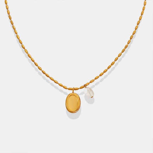 Titanium Steel Freshwater Pearl Pendant Necklace - Roe Creation
