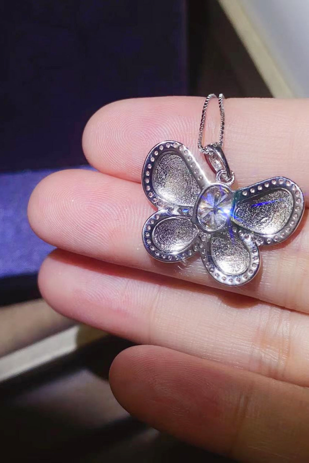 1 Carat Moissanite Butterfly Pendant Necklace - Roe Creation