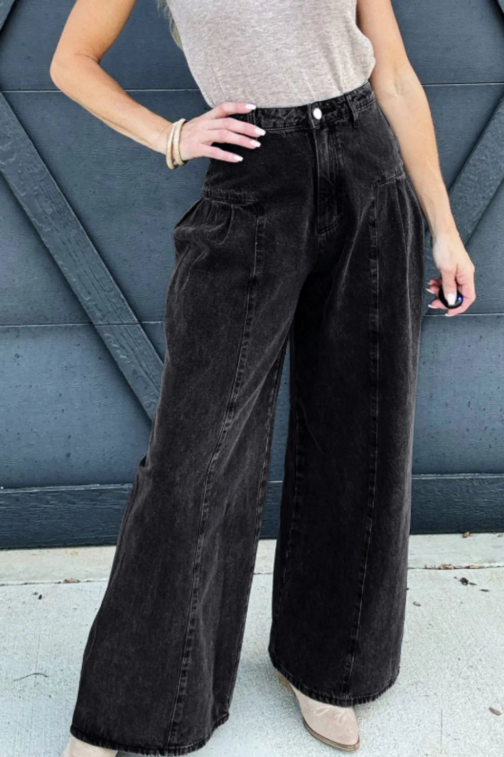 High Rise Wide Leg Jeans with Pockets - Roe Creation