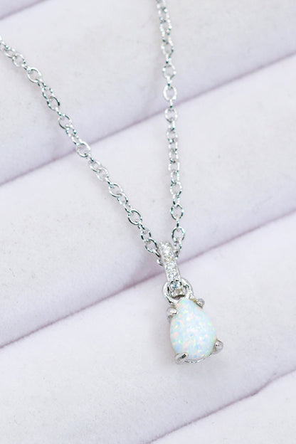 Opal Pendant 925 Sterling Silver Chain-Link Necklace - Roe Creation