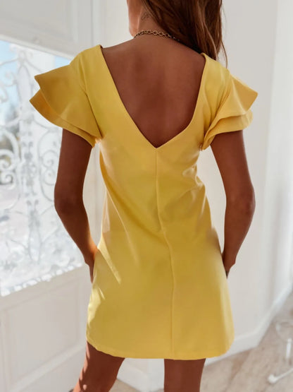 Ruffled Layered Short Sleeve Mini Dress - Roe Creation