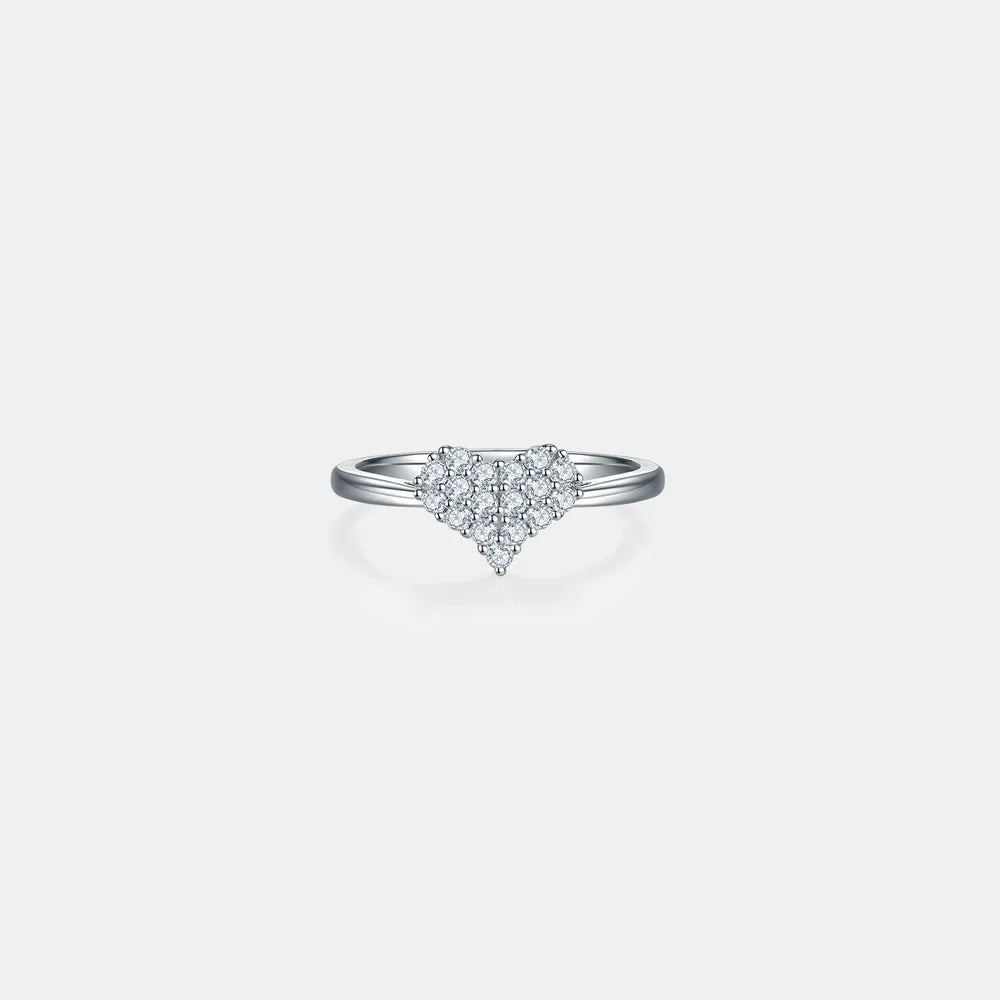 Moissanite 925 Sterling Silver Heart Ring - Roe Creation