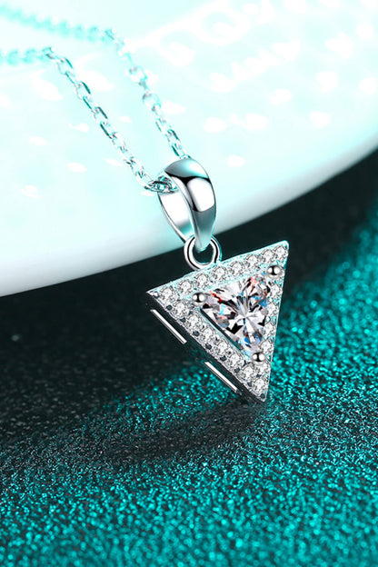 925 Sterling Silver Triangle Moissanite Pendant Necklace - Roe Creation