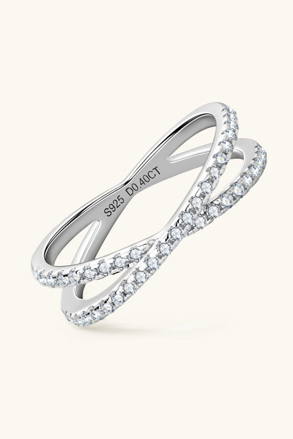 Moissanite 925 Sterling Silver Crisscross Ring - Roe Creation
