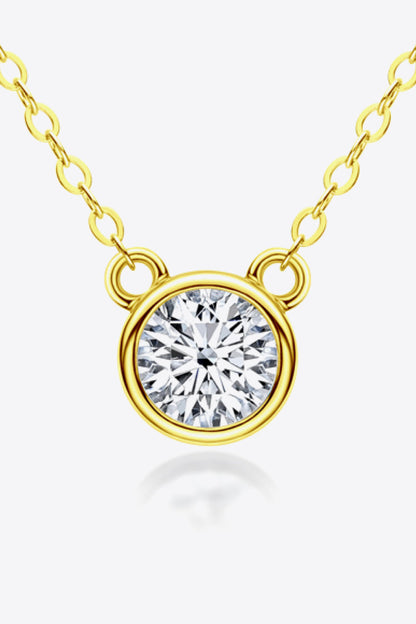 925 Sterling Silver 1 Carat Moissanite Round Pendant Necklace - Roe Creation