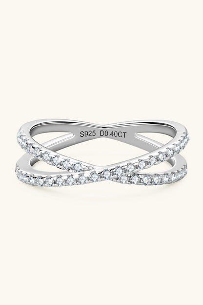 Moissanite 925 Sterling Silver Crisscross Ring - Roe Creation
