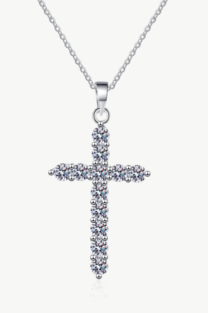 Moissanite Cross Pendant Chain Necklace - Roe Creation