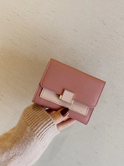 Contrast PU Leather Wallet - Roe Creation