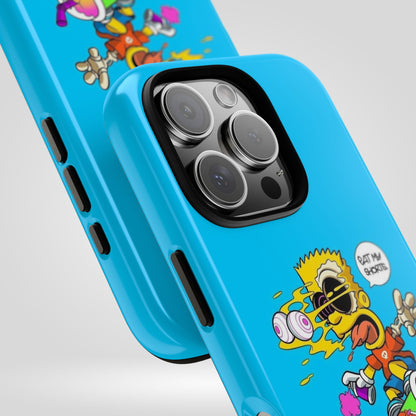 Spongebob Blue Cartoon iPhone Case - 'Eat My Shorts' Design