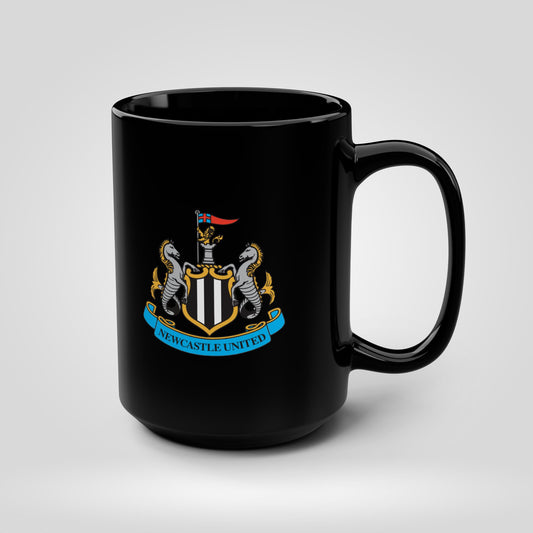 Newcastle United Crest Black Mug - 15oz Coffee Cup for Fans