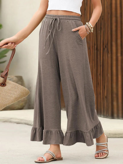 Ruffled Wide Leg Pants - Roe Creation