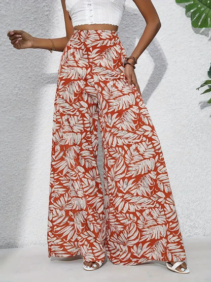 Printed High Waist Wide Leg Pants - Roe Creation