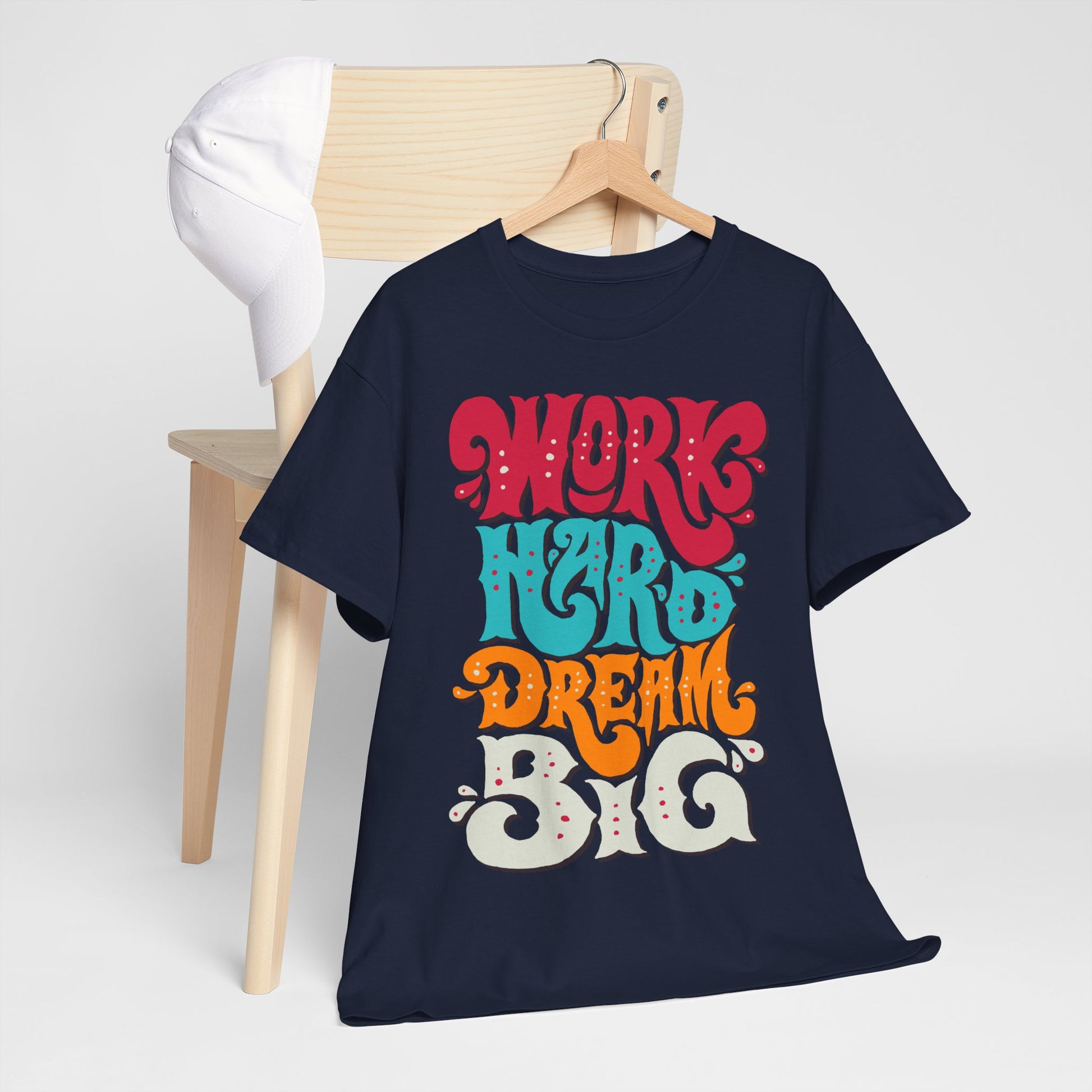 Motivational Unisex Heavy Cotton Tee - 'Work Hard, Dream Big' - Roe Creation