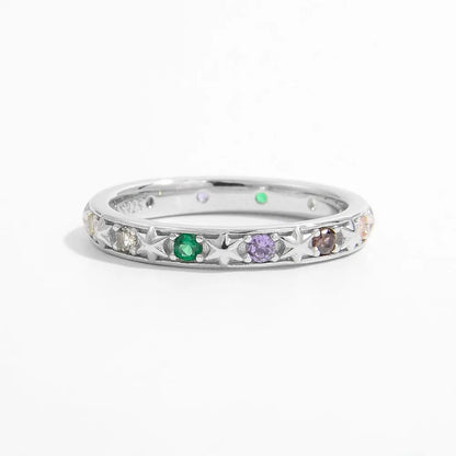 925 Sterling Silver Inlaid Zircon Ring - Roe Creation