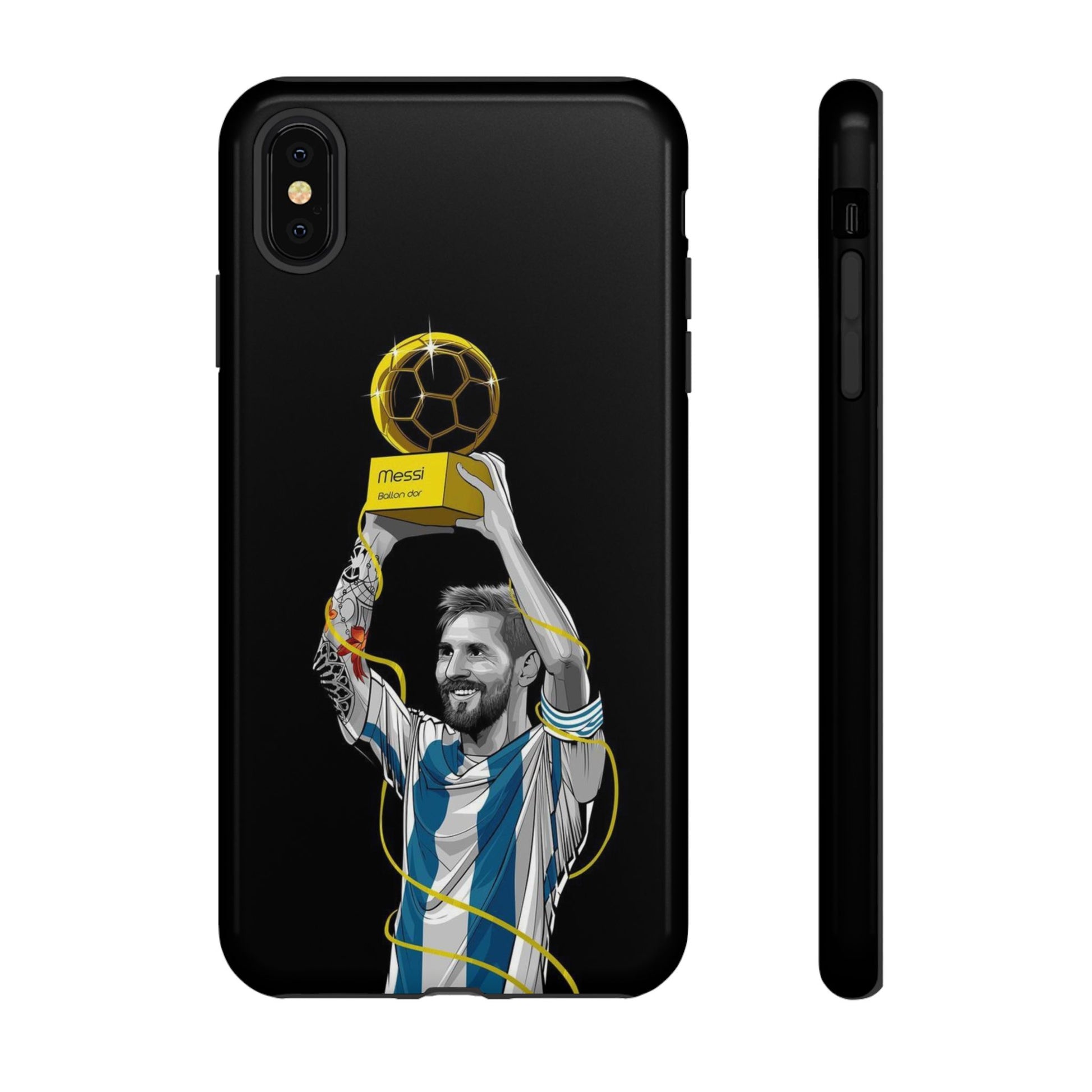 Messi Ballon Dor Black Phone Case - Tough Cases for Soccer Fans - Roe Creation