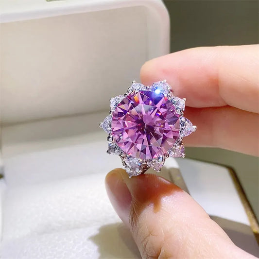 10 Carat Moissanite Zircon 925 Sterling Silver Ring - Roe Creation